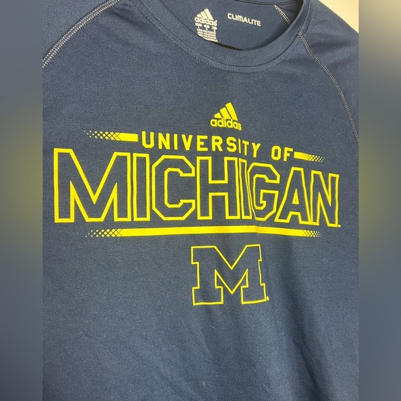 Adidas University of Michigan Athletic Shirt Men's Large Blue U of M Wolverines - Picture 2 of 6